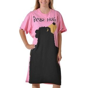 Lazy One Pink Brown Bear Hug Graphic Pajama Nightgown